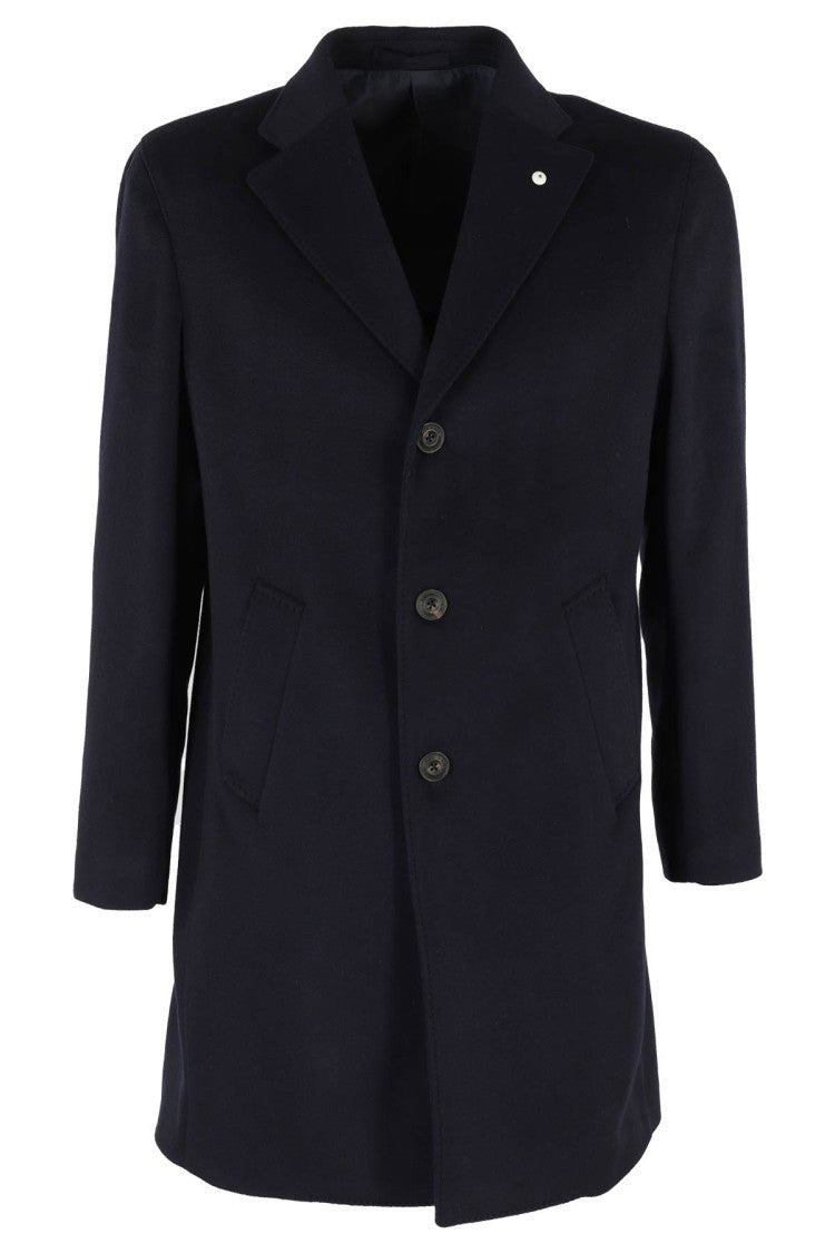 L.B.M. Cashmere Coat With Classic Lapels And Functional Pockets