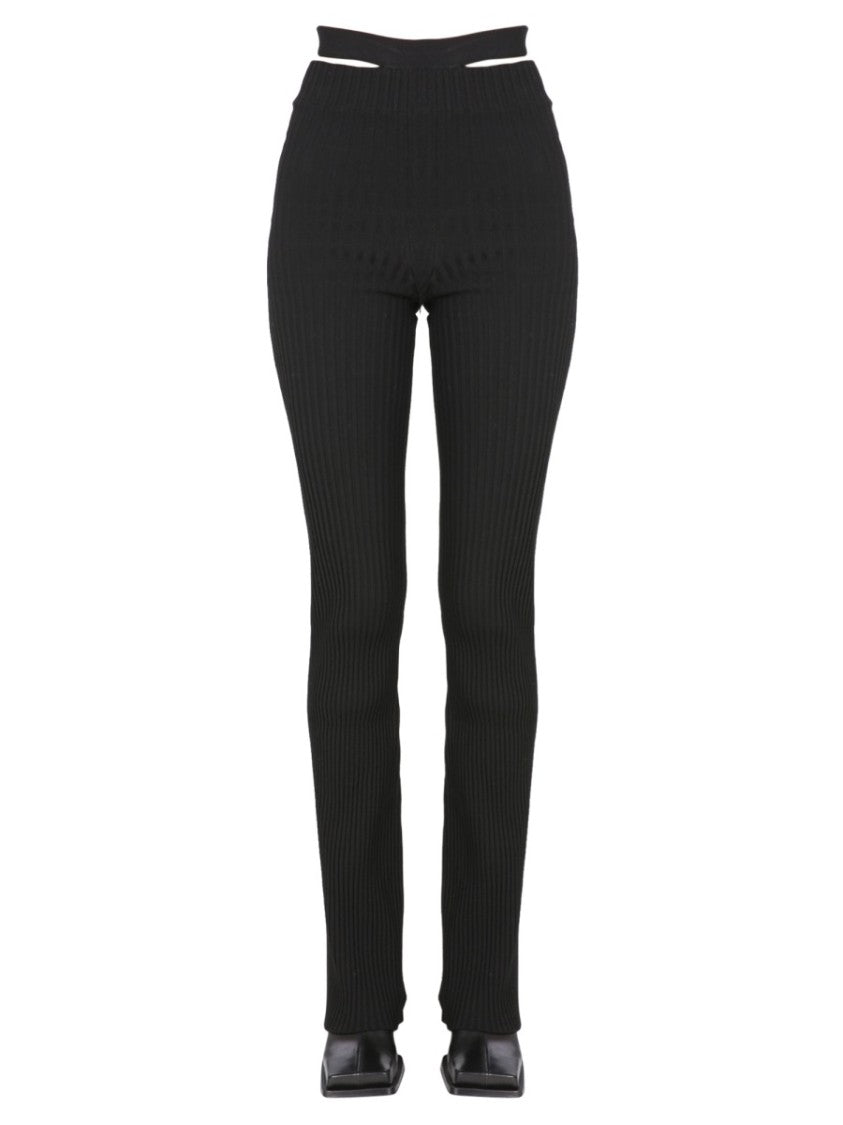 Andreâdamo Ribbed Trousers With Cut Out Belt