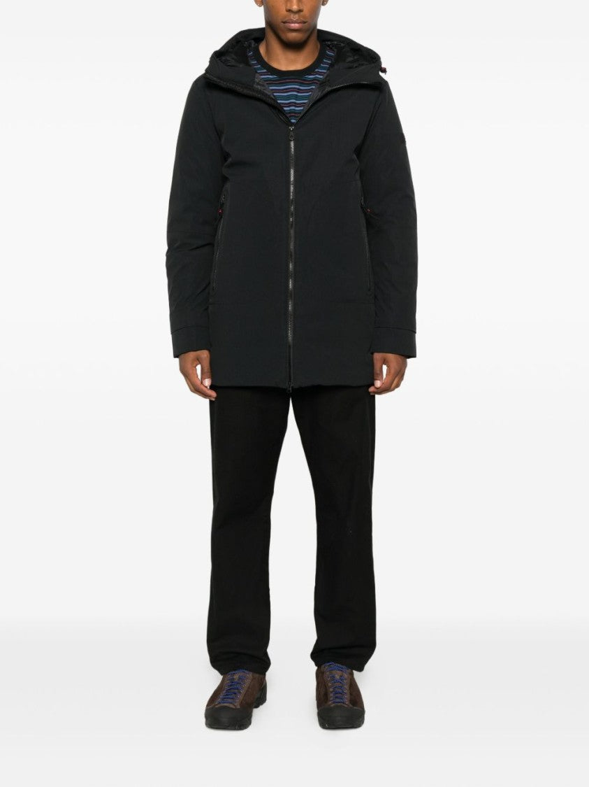 Peuterey Black Coat With Hood And Zippered Pockets