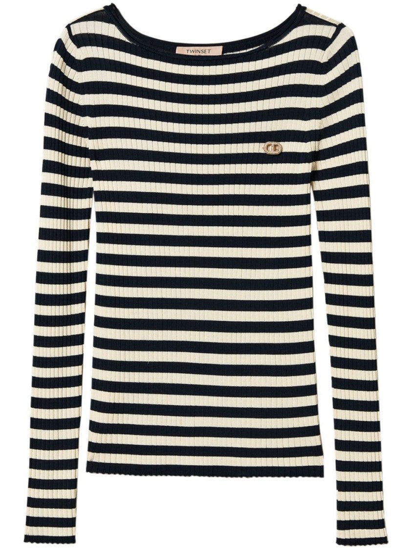 Twin-Set White And Navy Sweaters