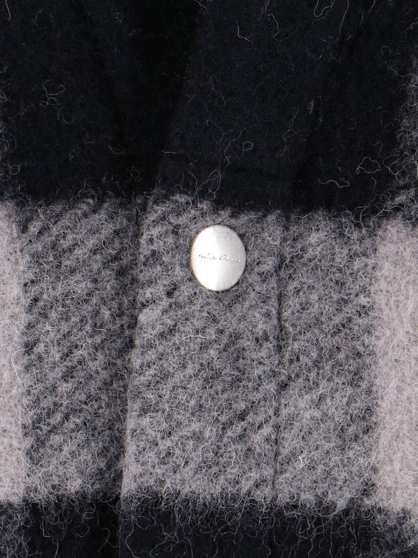 Rick Owens Checked Shirt With V-Neckline And Snap Button Closure