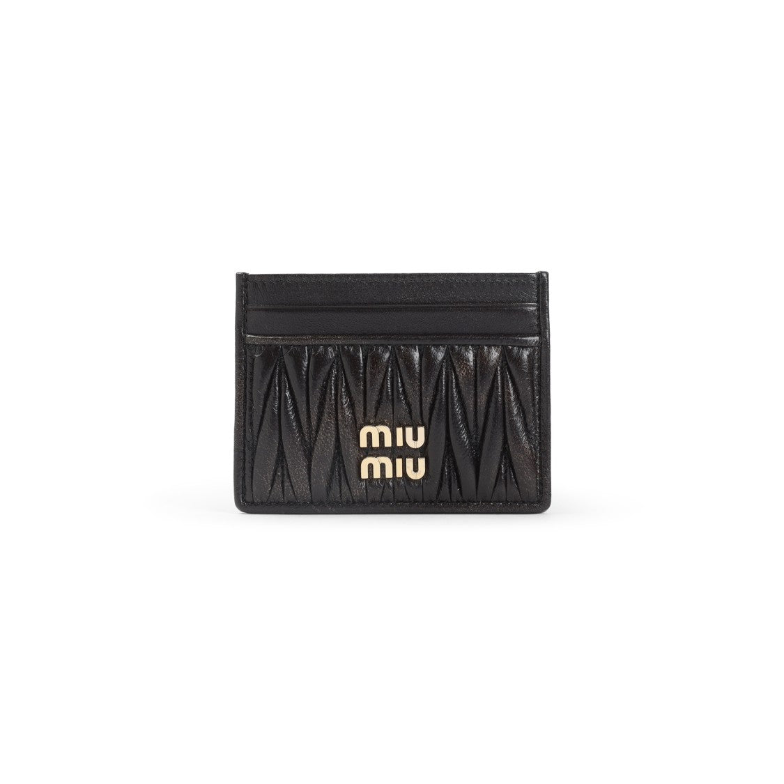 Miu Miu Quilted Black Lamb Leather Compact Wallet