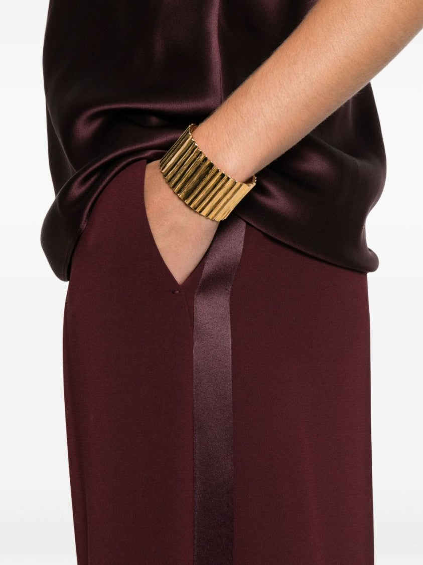Max Mara Wide-Leg Burgundy Trousers With High Waist