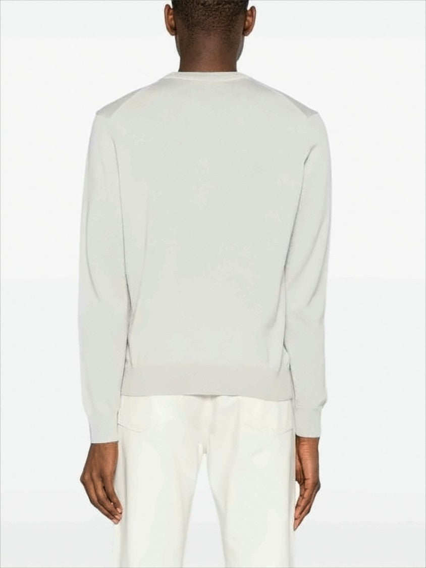 Maison Kitsuné Heathered Wool Crew Neck Sweater With Embroidered Fox Emblem