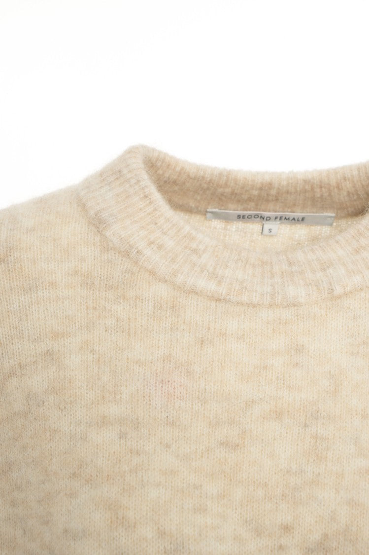 Second Female Heathered Knit Sweater With Ribbed Detailing