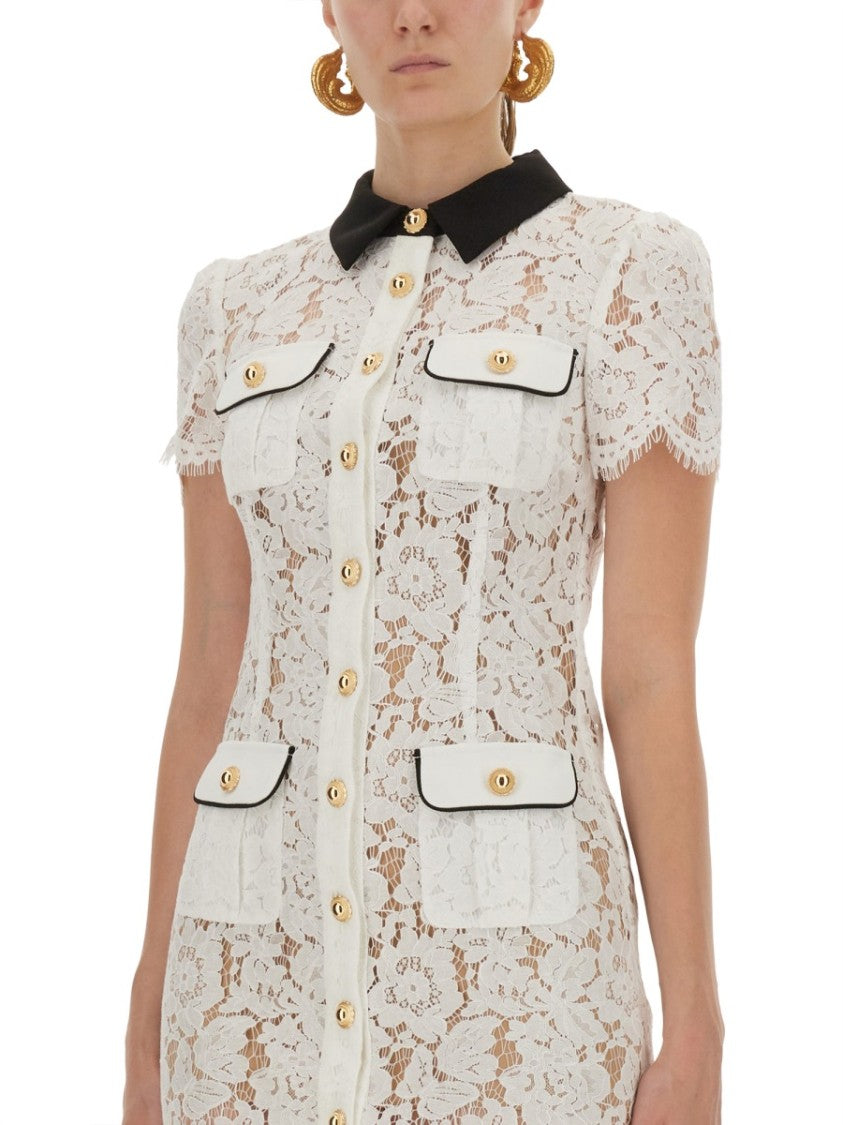 Self-Portrait Intricate Lace Mini Dress With Scalloped Hem