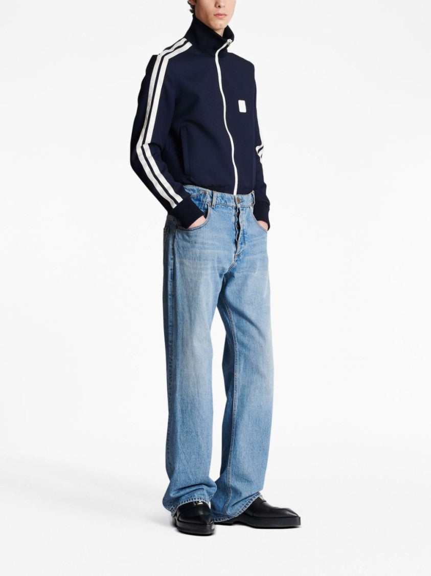 Balmain Contrast-Pocket Wide-Leg Denim Jeans