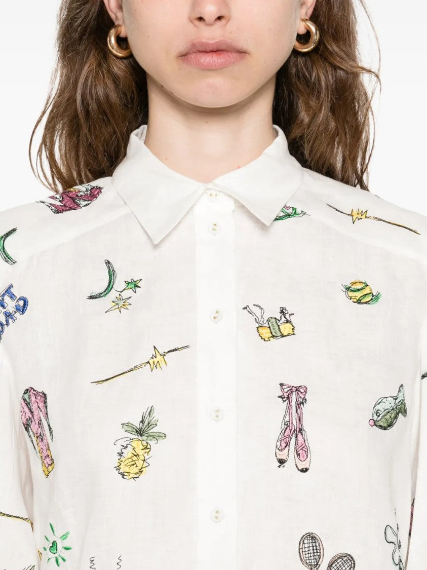 Alemais Playful All-Over Print Long Sleeve Shirt With Buttoned Cuffs