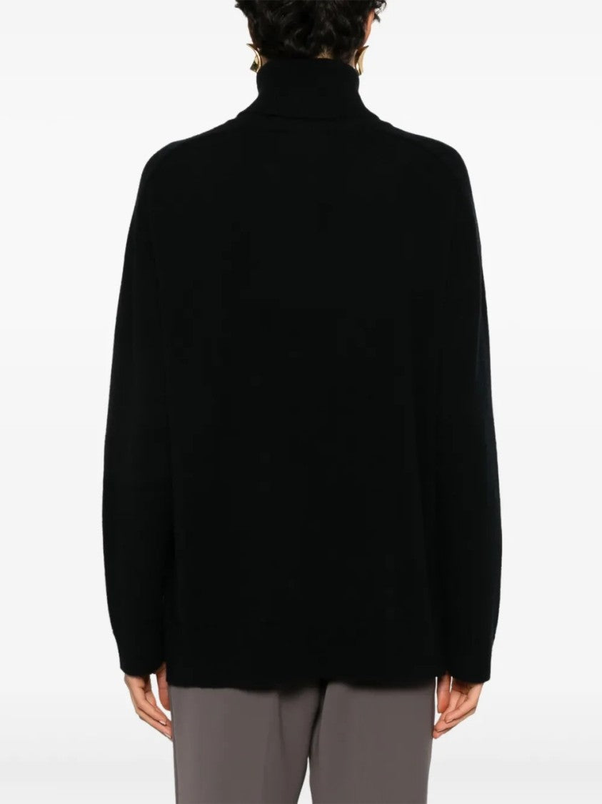 P.A.R.O.S.H. Relaxed Fit Black Turtleneck Sweater In Luxurious Wool Blend