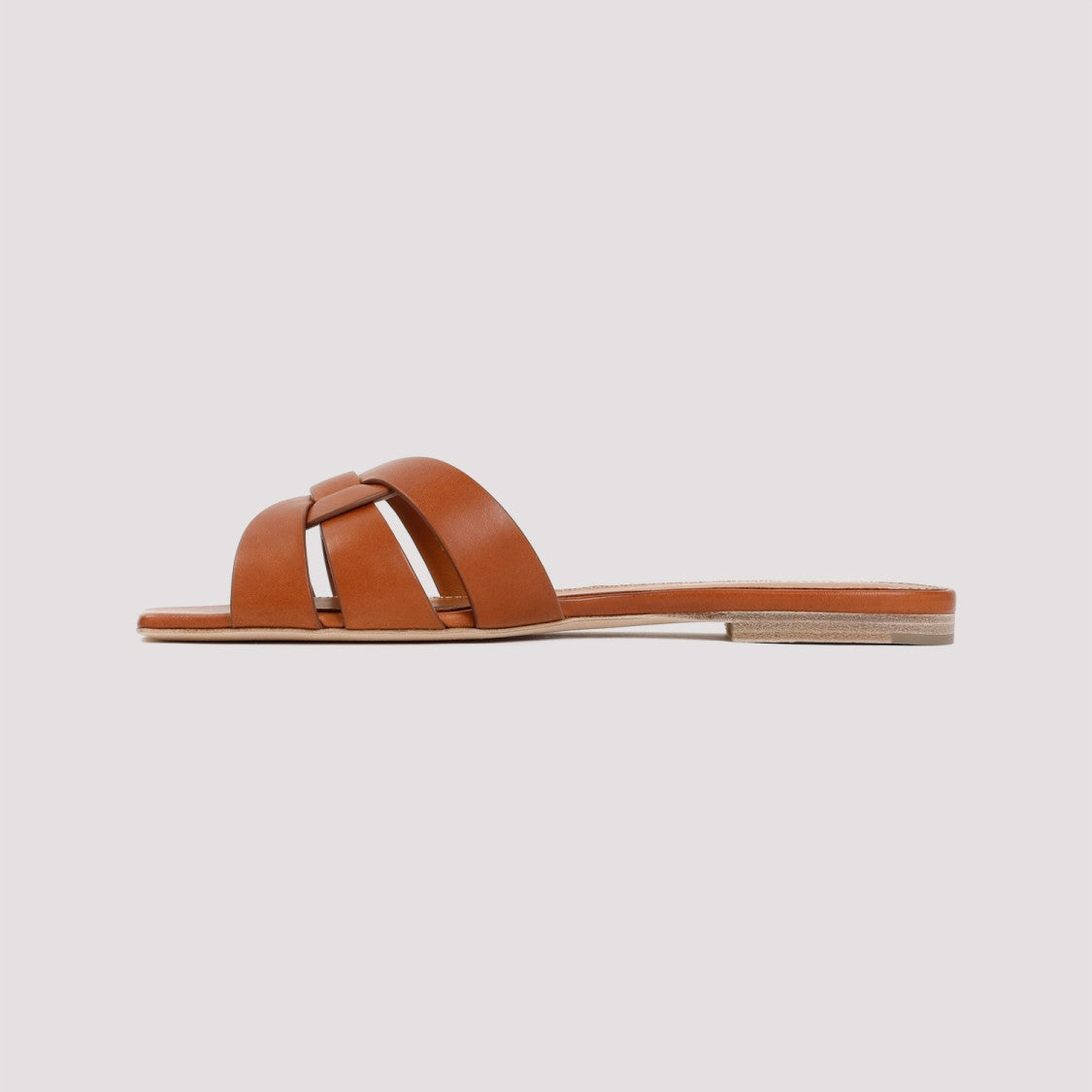 Saint Laurent Brown Leather Tribute Flats