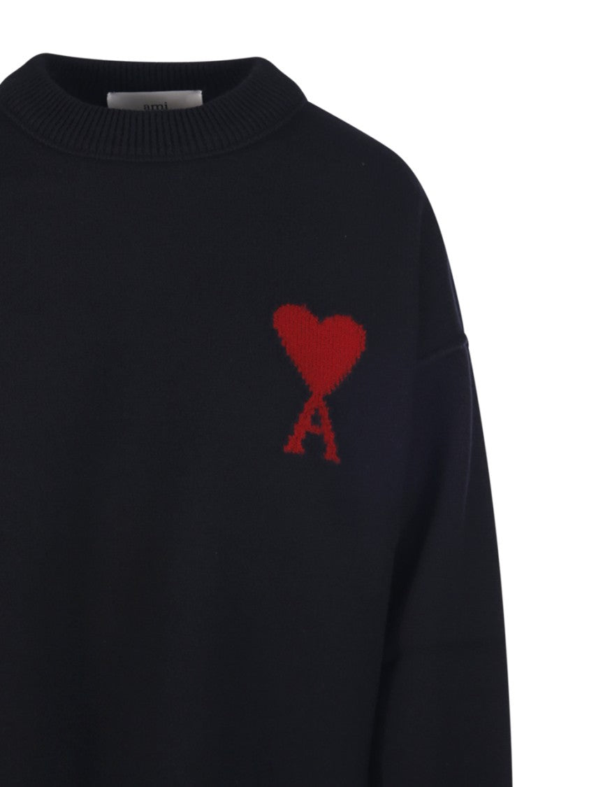 Ami Felted Merino Adc Round Neck Sweater