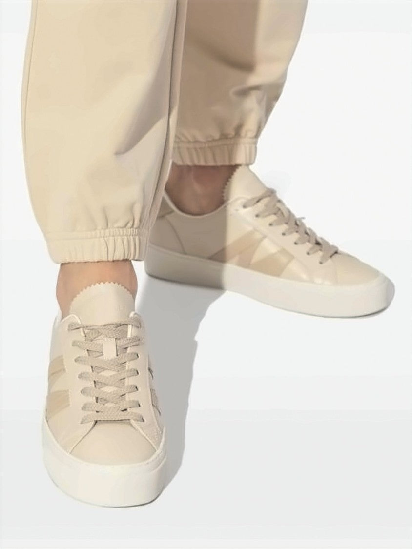 Moncler Smooth Calf Leather Low-Top Sneakers With Tonal Stripes