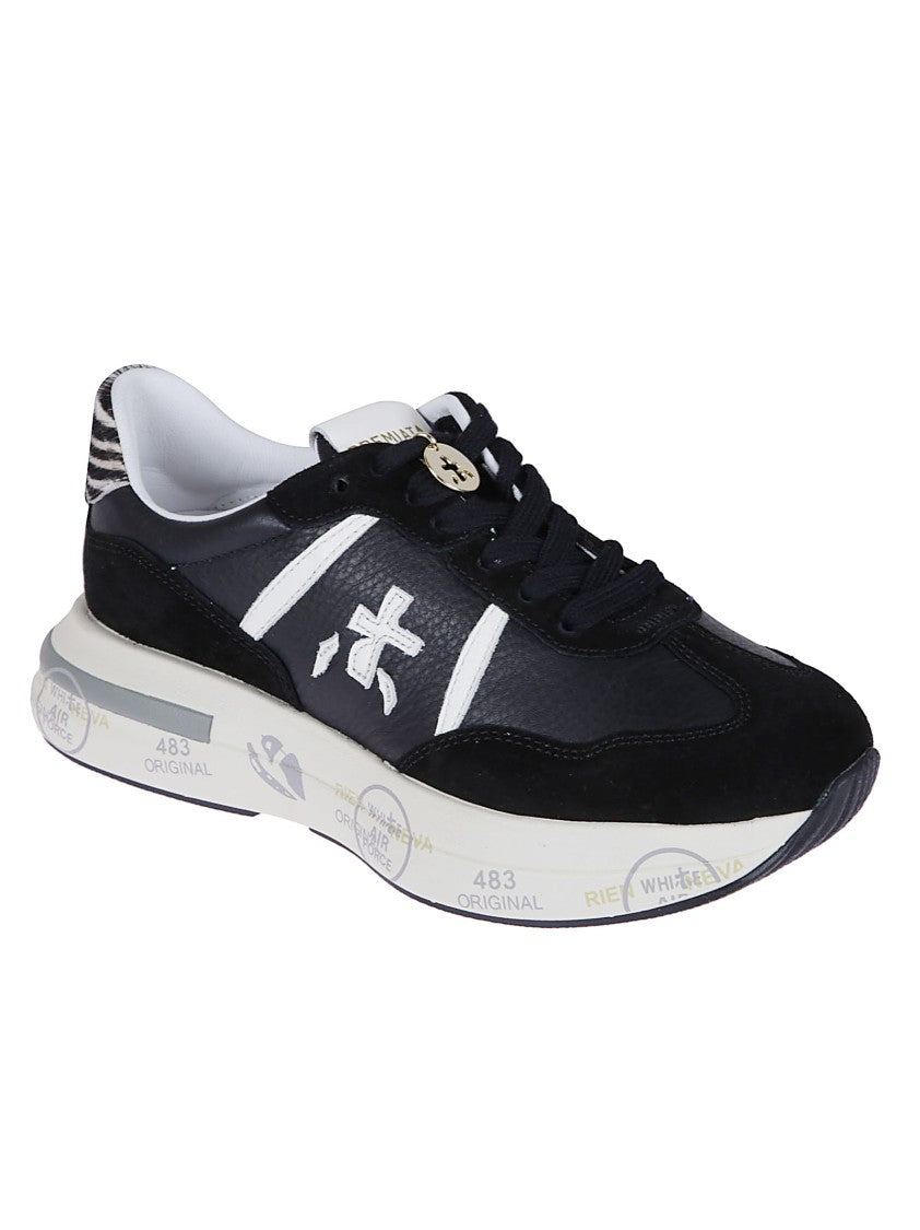 Premiata Low-Top Sneakers With Zebra Pony Skin And Gold-Tone Accents