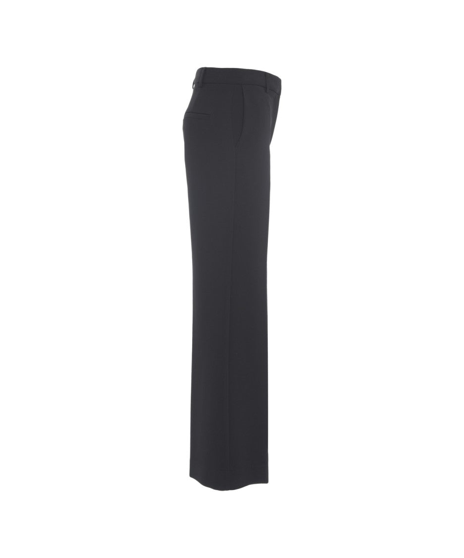 Ottod'ame Wide-Leg Palazzo Trousers With Pressed Pleats And Side Pockets