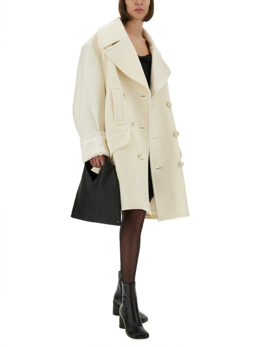 Mm6 By Maison Margiela Double-Breasted Oversized Wool Coat With Large Buttons