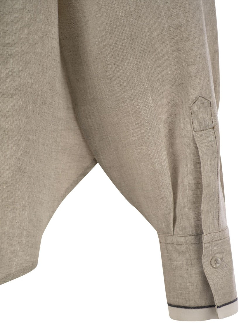 Brunello Cucinelli Linen Shirt With Shiny Cuffs