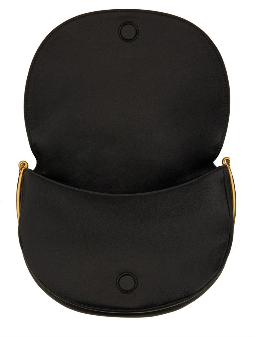 Wandler Curved Silhouette Black Leather Tote With Adjustable Strap