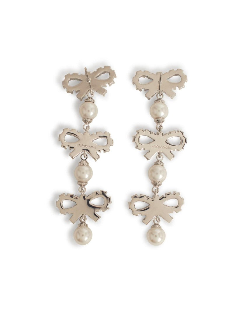 Self-Portrait Micro Bow' Silver Brass Earrings