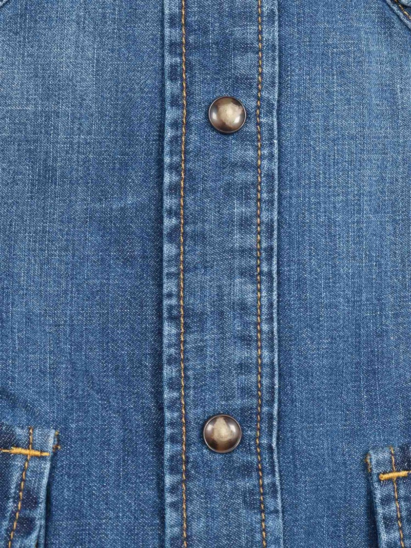 Jacob Cohen Medium Blue Denim Shirt With Western-Inspired Design