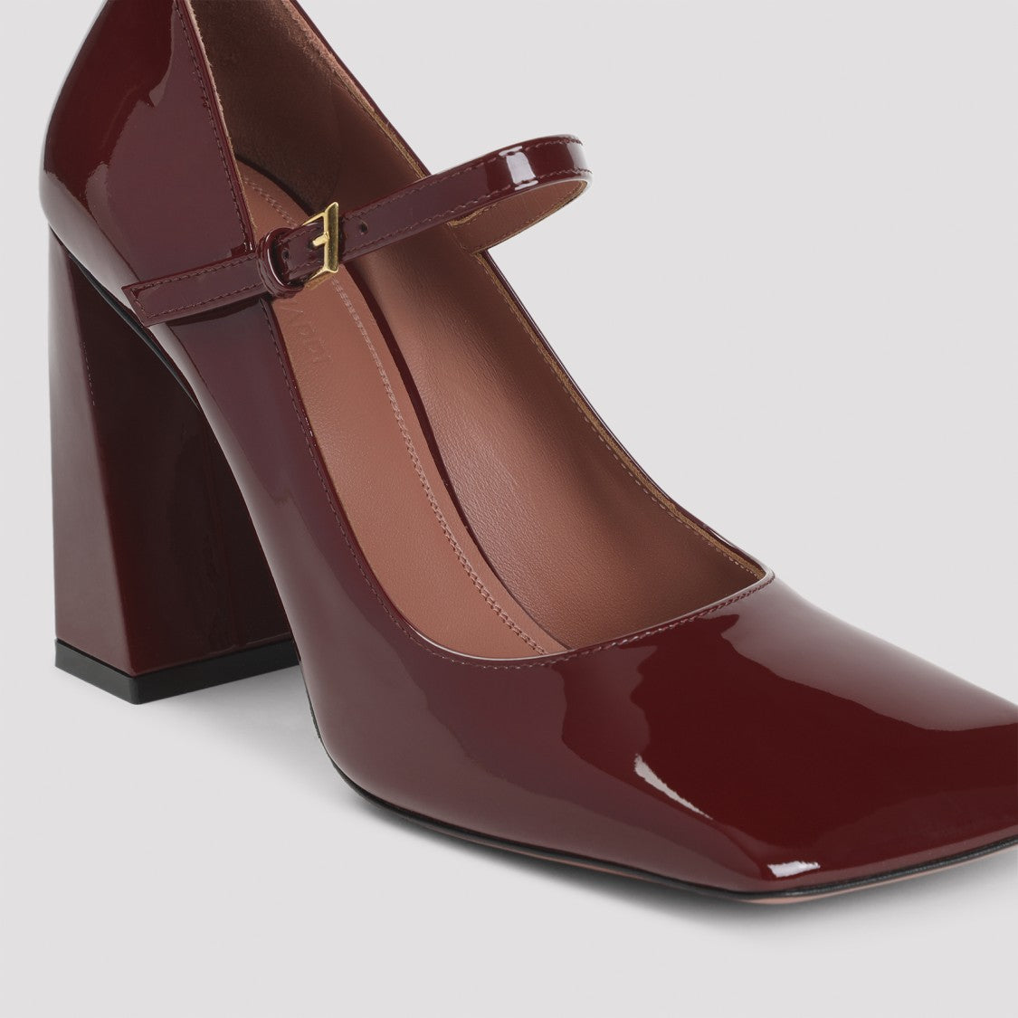 Amina Muaddi Wine Red Patent Leather Charlotte Mary Jane 45 Pumps