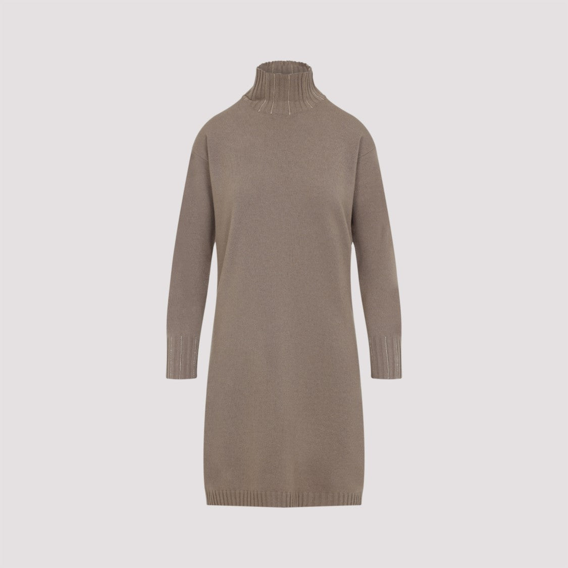Fabiana Filippi Cortex Brown Virgin Wool Knit Midi Dress