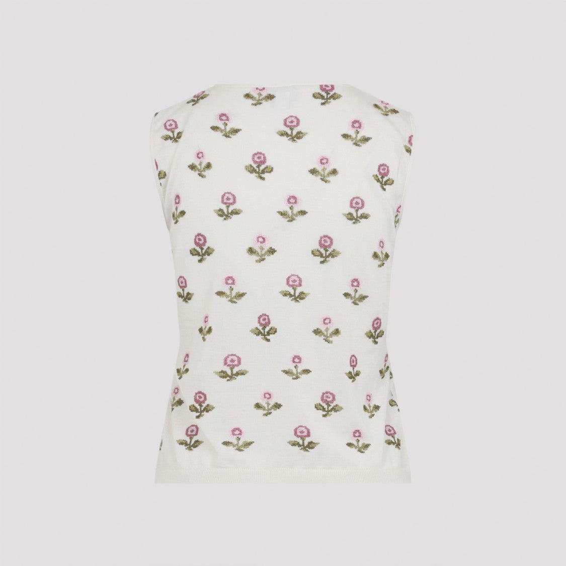 Giambattista Valli Fitted Floral-Patterned Cashmere-Silk Top