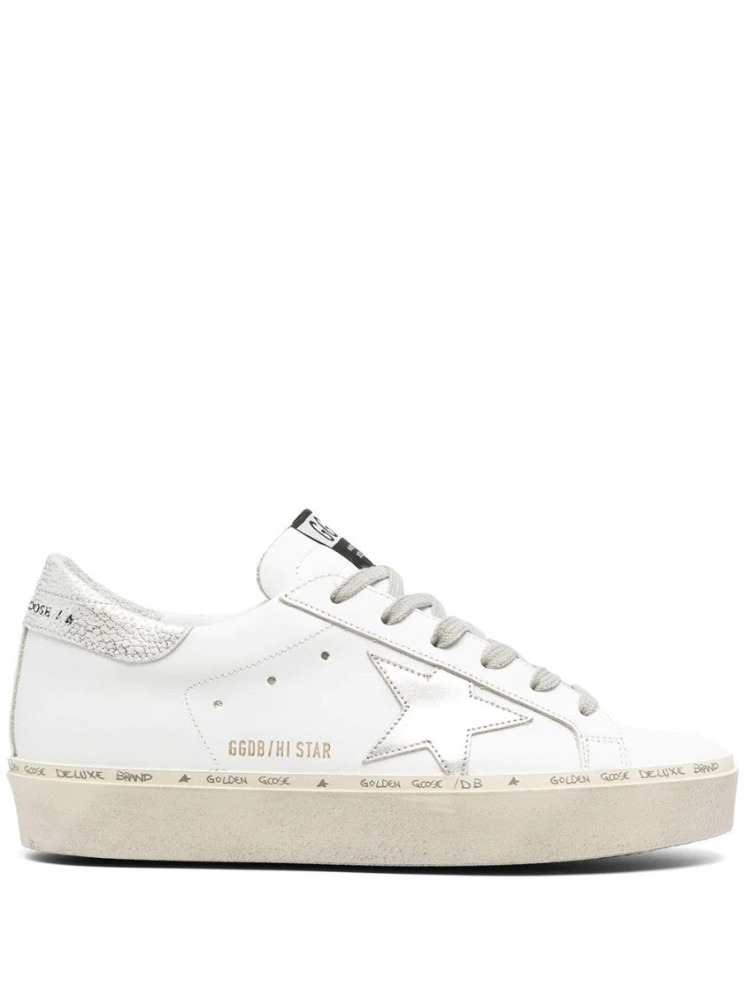 Golden Goose Hi Star Leather Upper Laminated Leather Sneakers