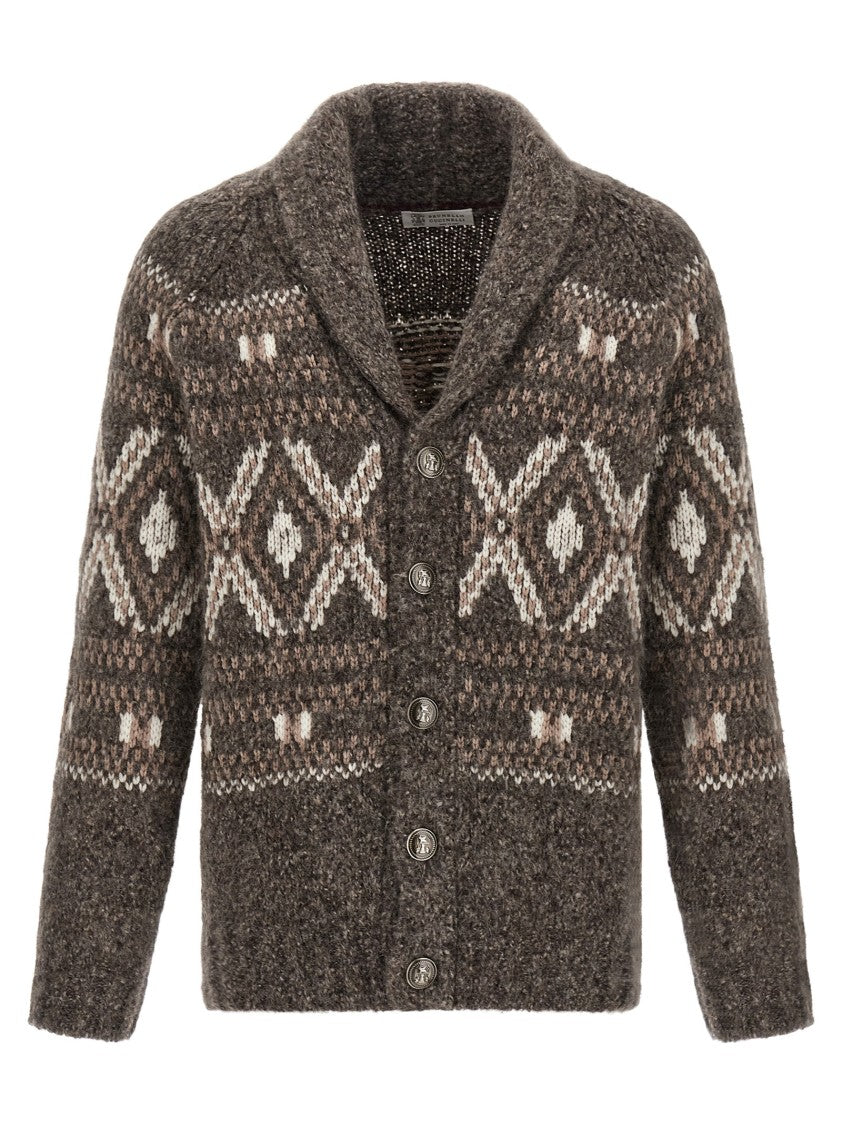 Brunello Cucinelli Geometric Jacquard' Cardigan