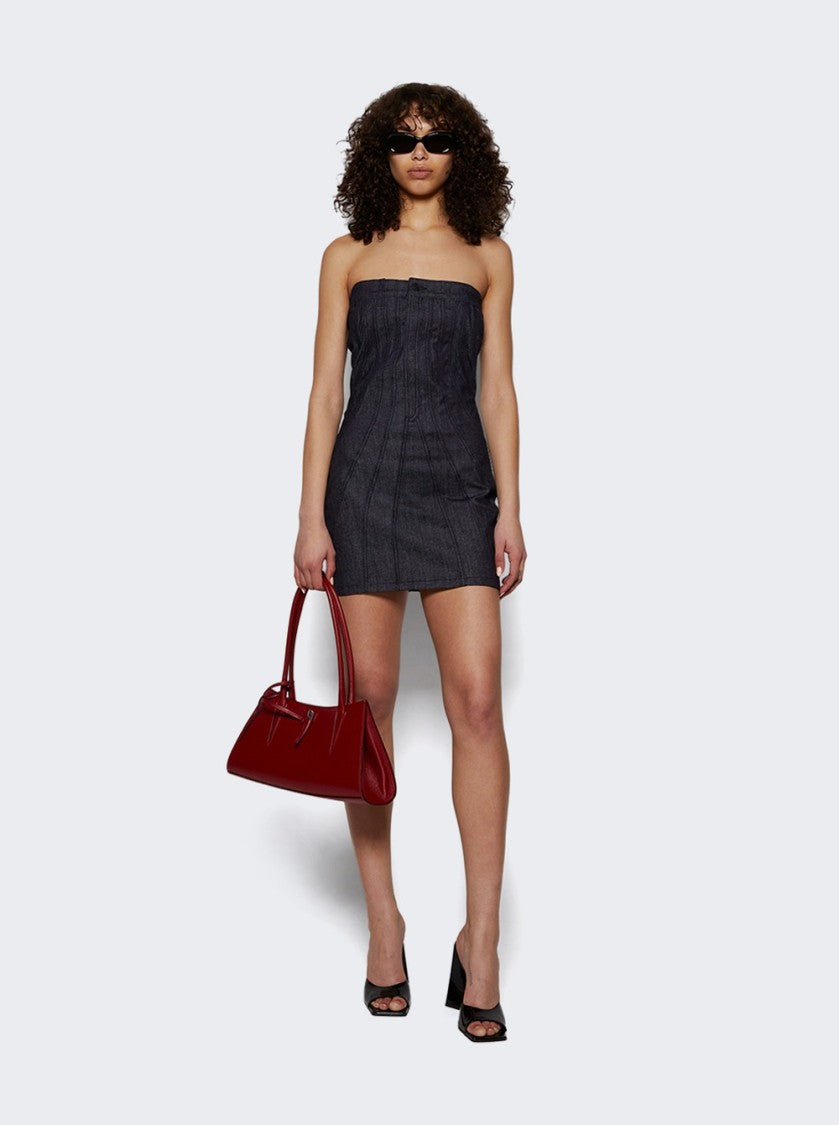 Mugler Spiral Bustier Dress Raw Blue