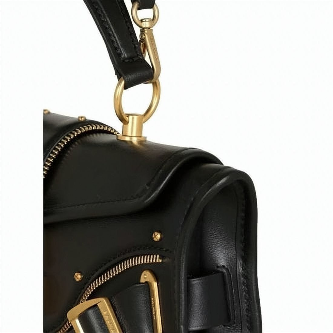 Balmain Structured Black Cowhide Leather Shoulder Bag