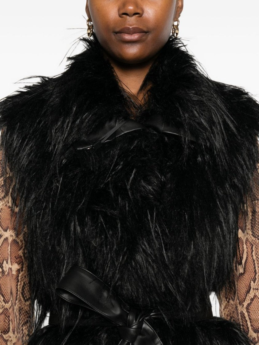 Pinko Plush Black Faux Fur Coat