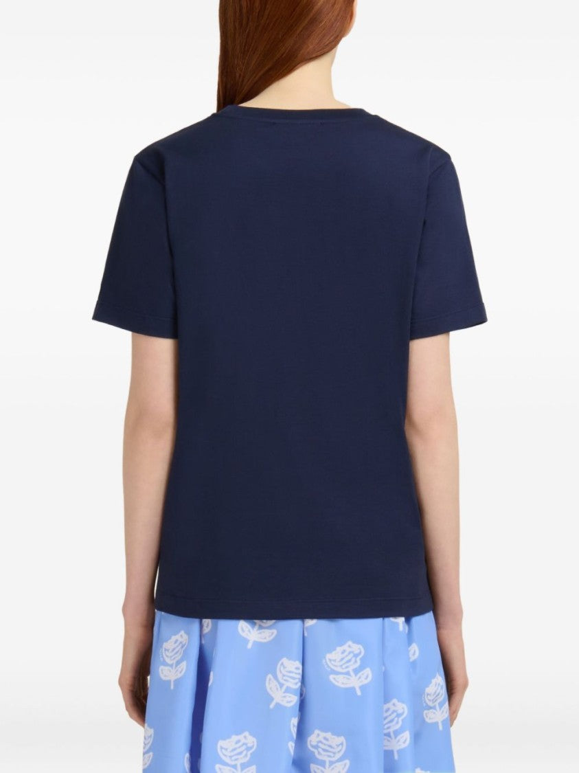 Marni Relaxed Fit Black T-Shirt With Subtle Embroidered Logo