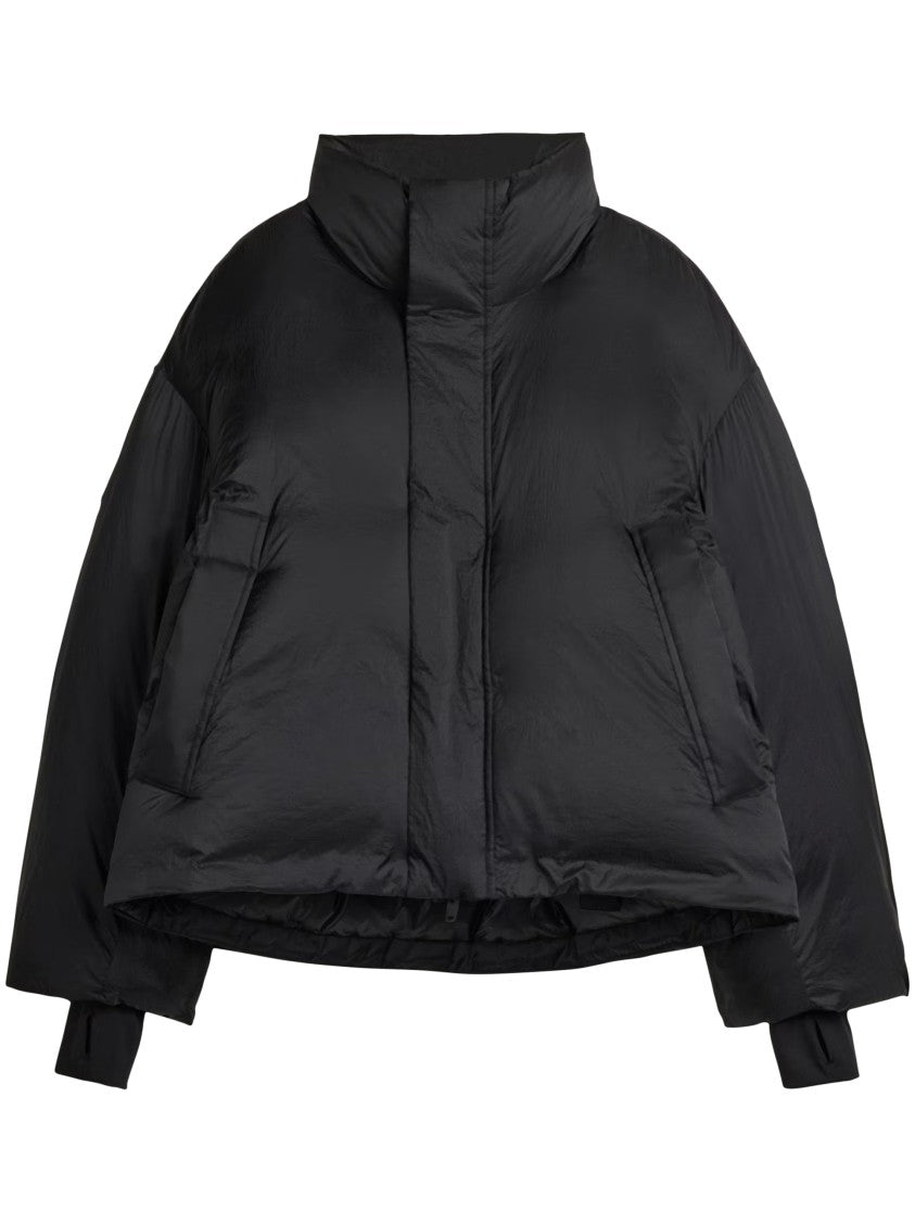 Y-3 Cropped Black Puffer Jacket With High Collar