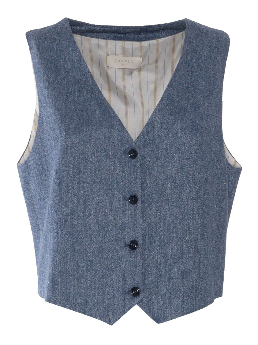 Circolo 1901 V-Neck Linen-Cotton Blend Gilet