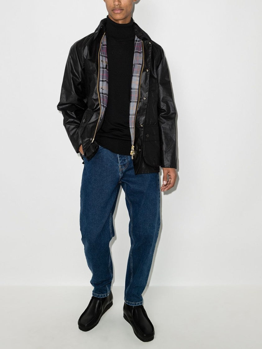 Barbour Classic Black Coat With Button-Up Front