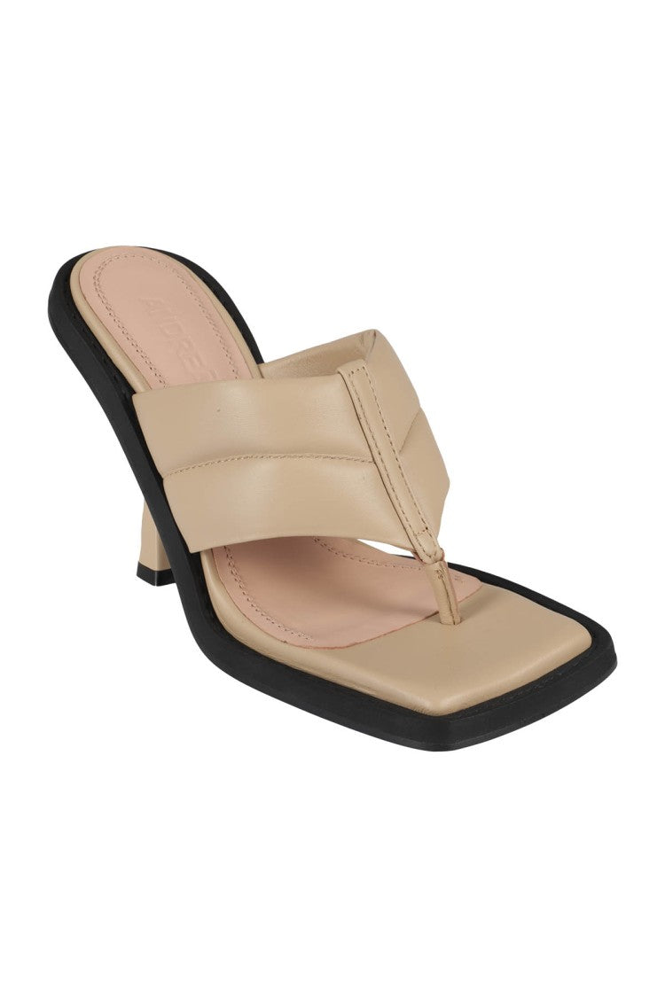 Andreâdamo Square Toe Padded Thong Leather Mules