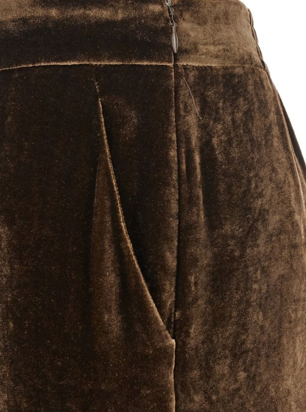 Etro Velvet Blend Palazzo Pants With Elastic Waist