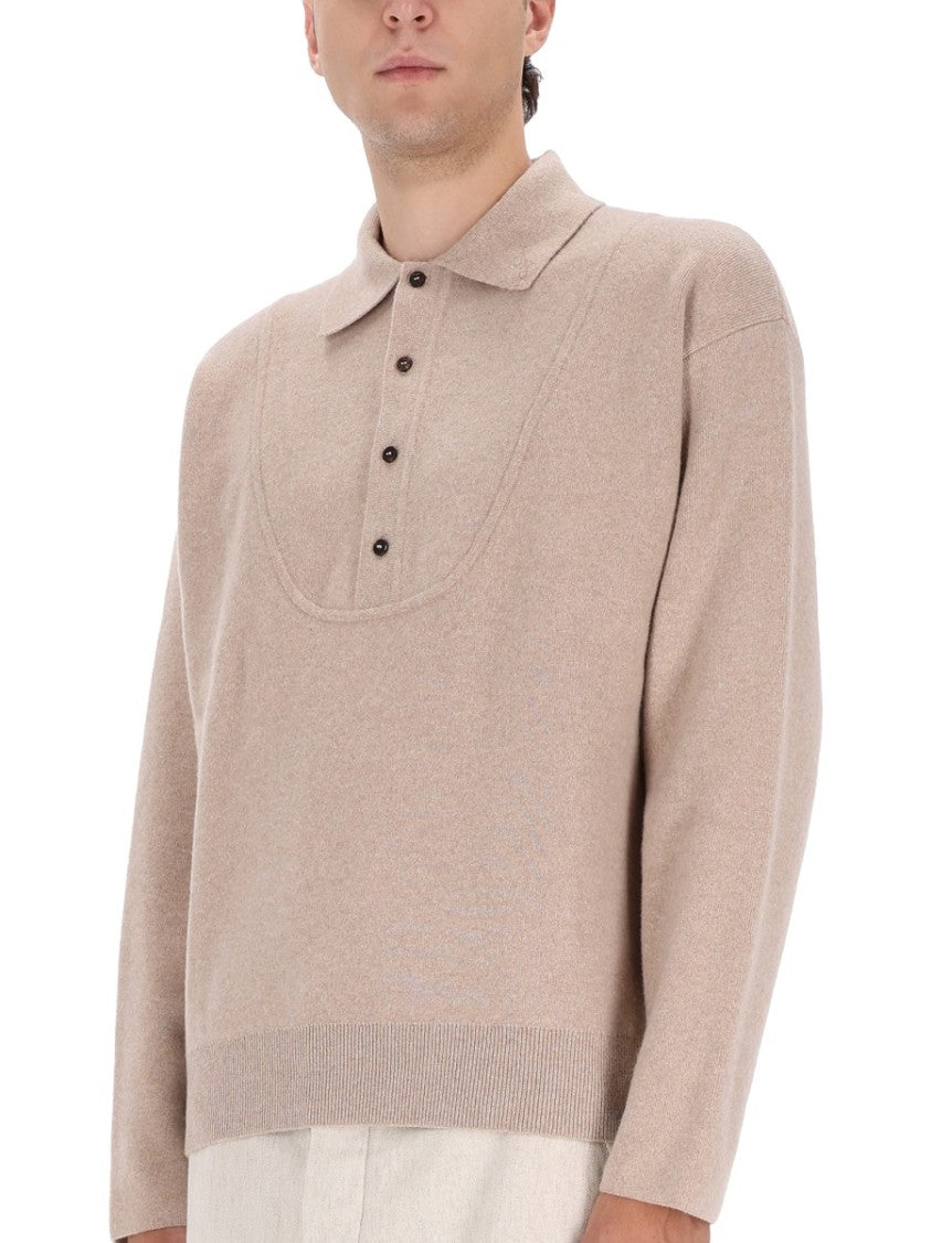 Jacquemus Beige Knit Polo Shirt