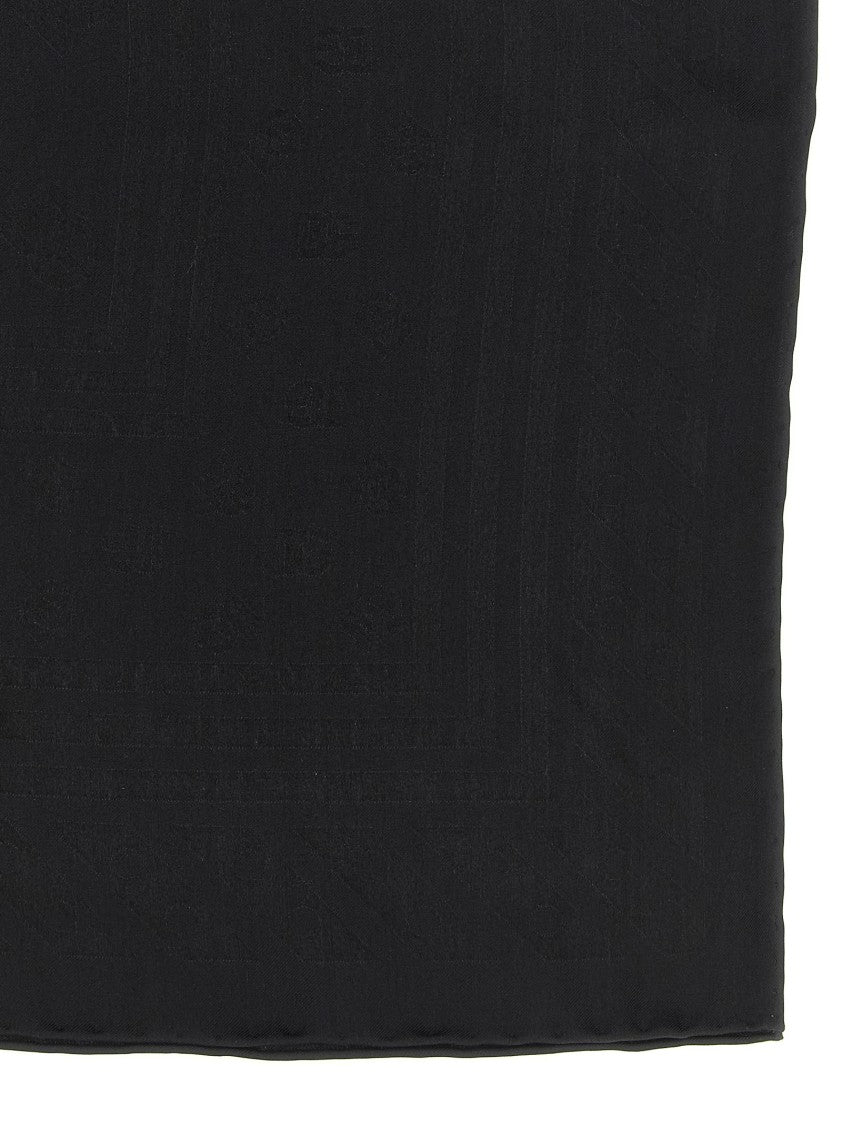 Dolce & Gabbana Square Silk Scarf With Tone-On-Tone Logo Print