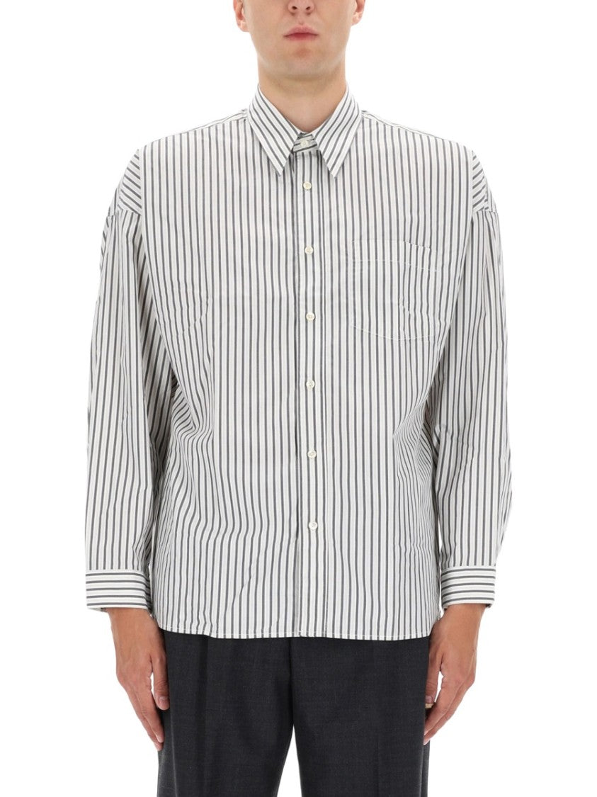 Sunflower Vertical Striped Charcoal Shirt With Classic Collar And Buttoned Cuffs