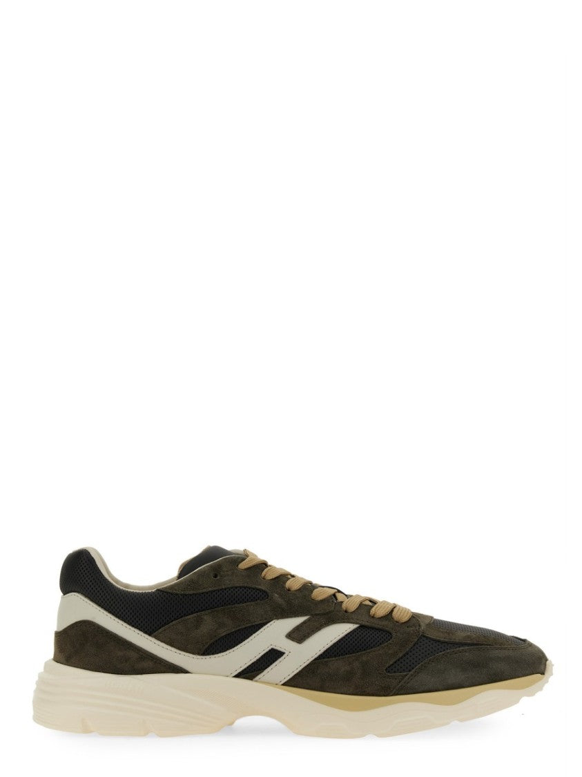 Hogan Calfskin And Suede Sneakers With Prominent Logo
