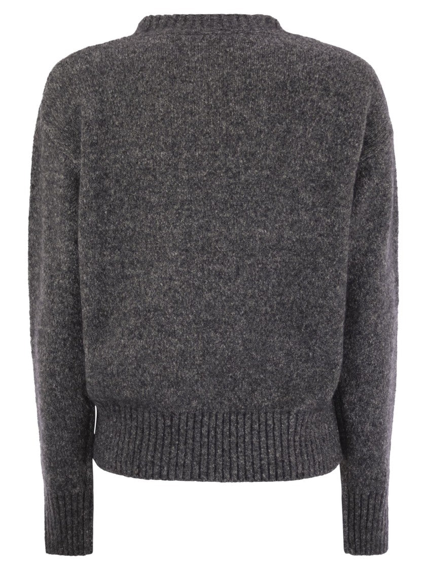 Max Mara Visita - V-Neck Sweater In Alpaca And Cotton