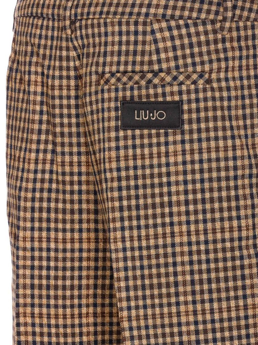 Liu Jo Checkered High-Waisted Trousers With Tailored Fit