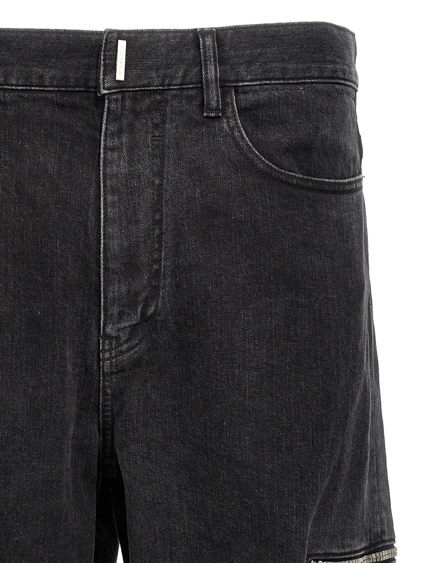 Givenchy Black Cargo Denim Jeans With 4G Print