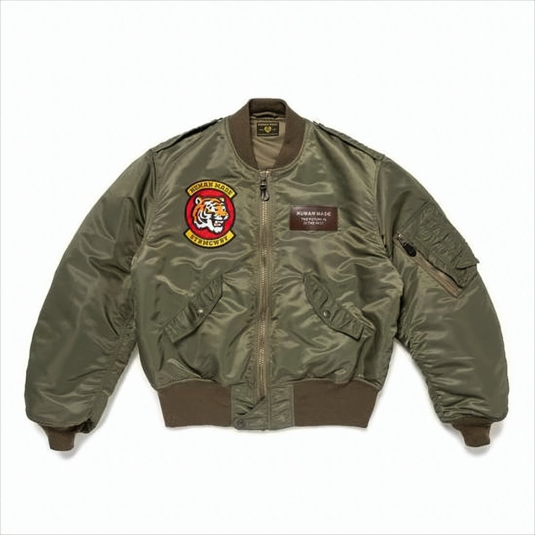 Humanmade Military-Inspired Olive Nylon Bomber Jacket With Utility Features