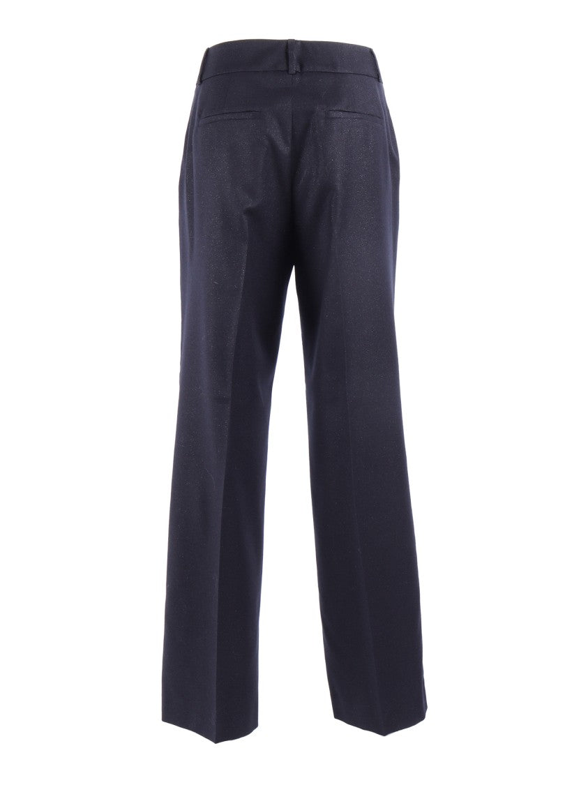 Peserico Tailored Blue Wide-Leg Trousers With Subtle Shimmer