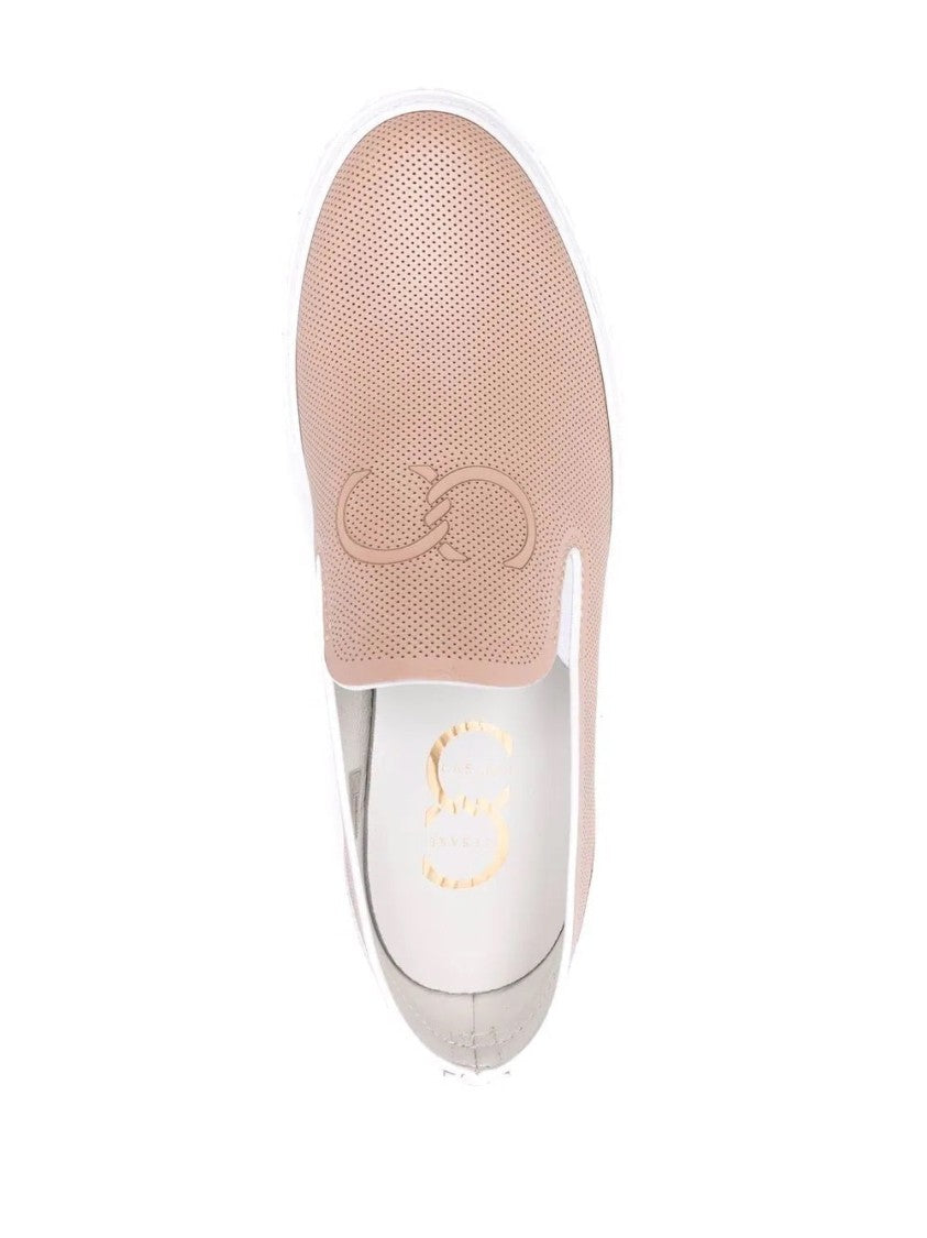 Casadei Perforated Leather Slip-On Trainers With Embossed Detailing
