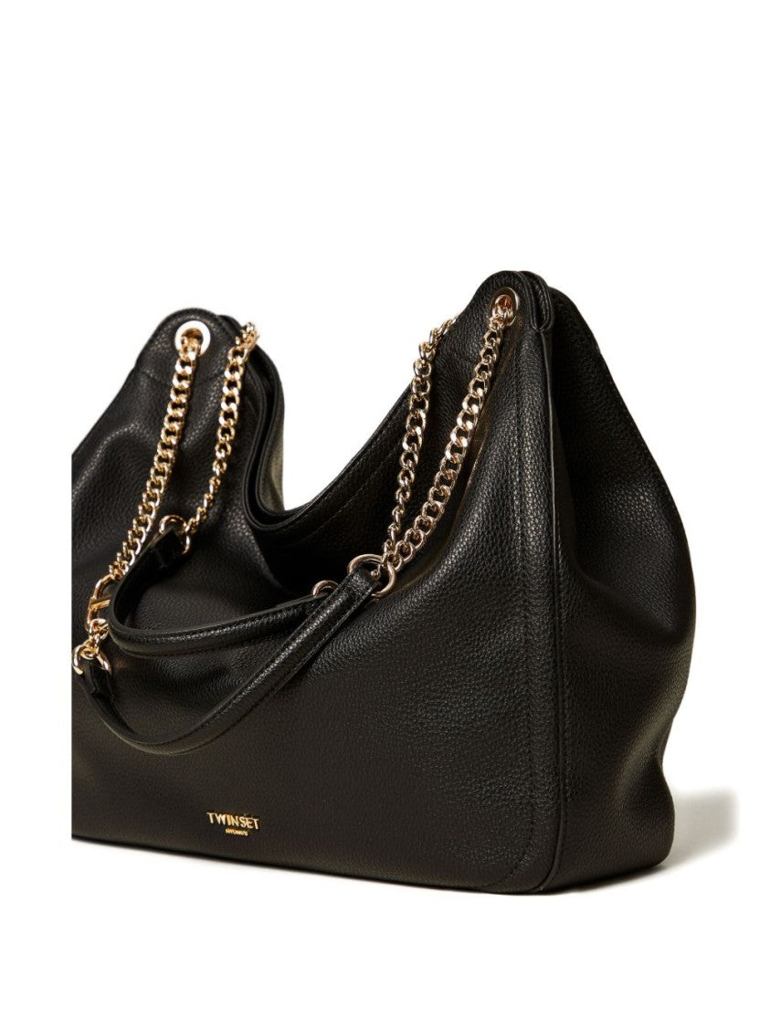 Twin-Set Soft Pebbled Slouchy Handbag With Chain