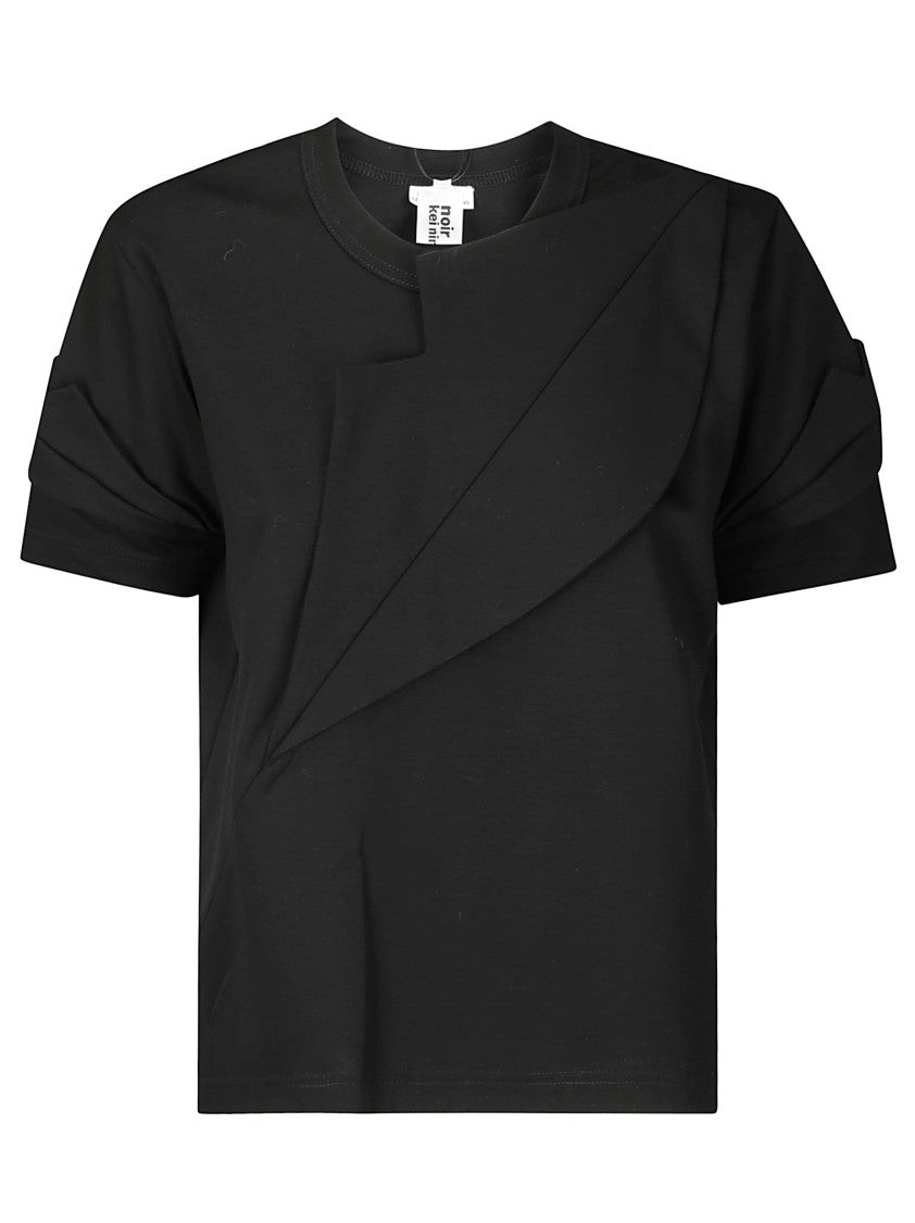 Comme Des Garçons Short-Sleeved Cotton Top With Tone-On-Tone Detail