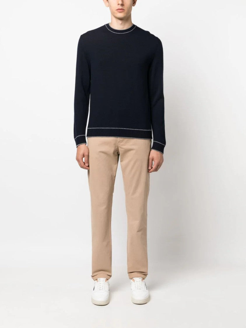 Eleventy Stripe-Detail Wool Sweatshirt